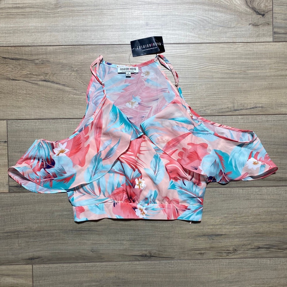 Fashion Nova Womens Better Days‎ Floral Cold Shoulder Tank Top Size Small